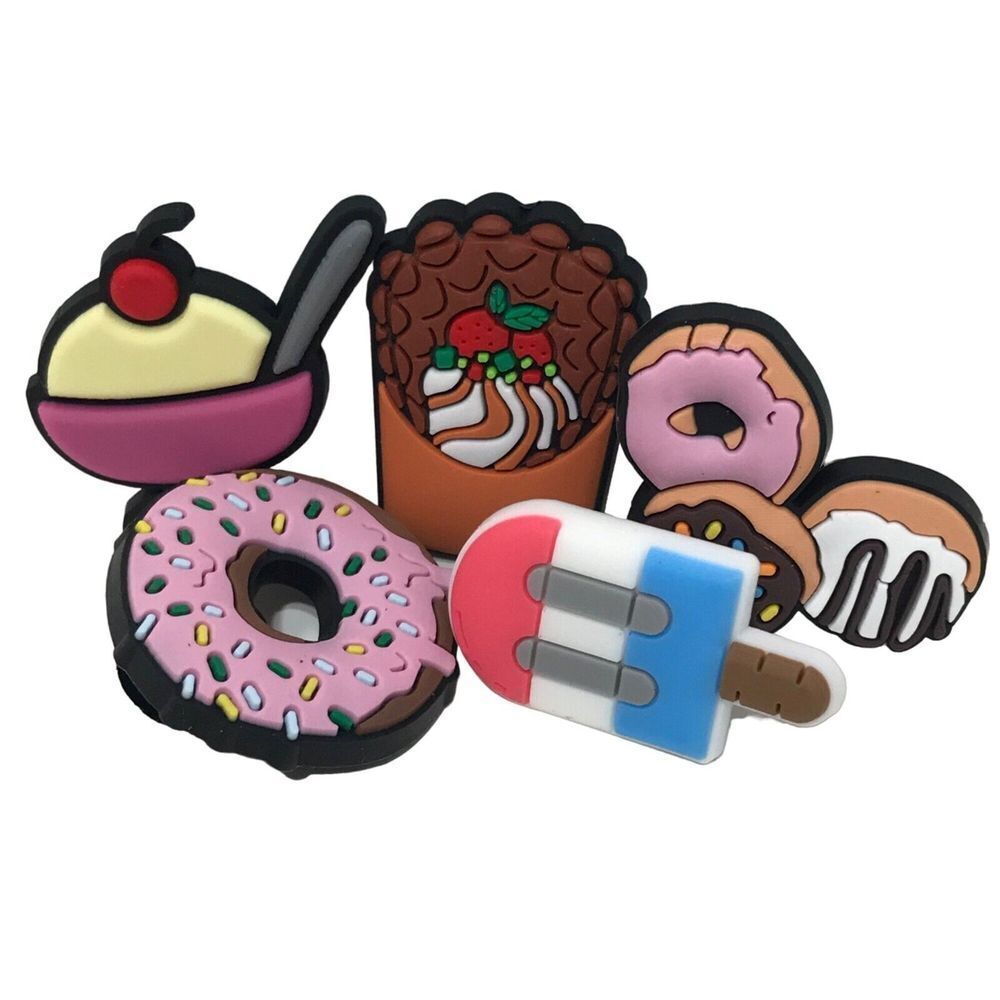 Sweet treats donuts 5 Shoe Charms sandal Jewlry Foam clog pvc wristband bracelet